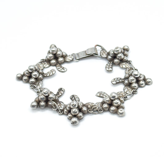 Mid-Century Grape Bracelet in Sterling Silver, Mexico