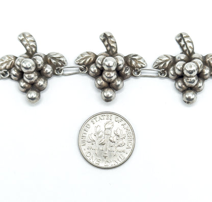Mid-Century Grape Bracelet in Sterling Silver, Mexico