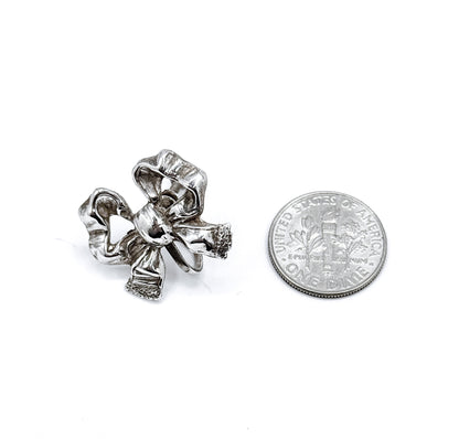 Mid-Centuntury Bow Screwback Earrings in Silver