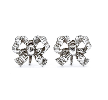 Mid-Centuntury Bow Screwback Earrings in Silver