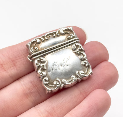 Antique Monogram Stamp Holder in Sterling Silver