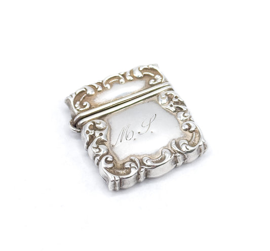 Antique Monogram Stamp Holder in Sterling Silver