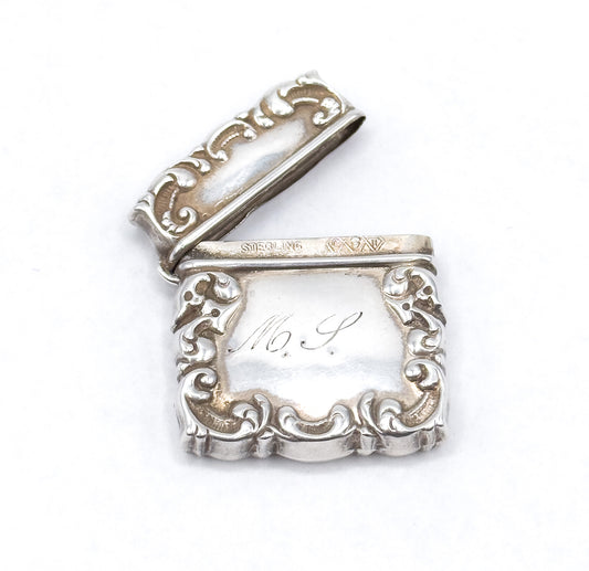 Antique Monogram Stamp Holder in Sterling Silver
