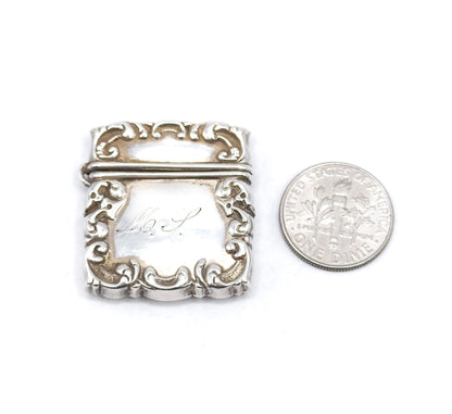 Antique Monogram Stamp Holder in Sterling Silver
