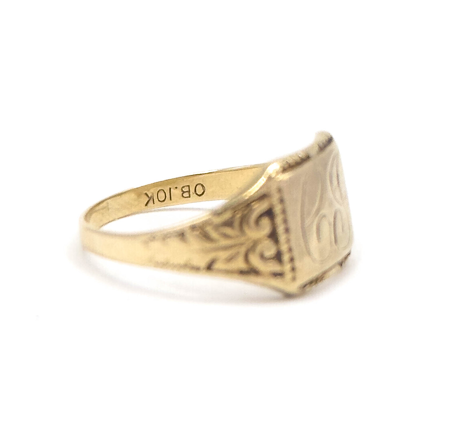 Vintage Ostby & Barton "CJ" Initial Signet Ring in Gold