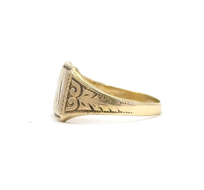Vintage Ostby & Barton "CJ" Initial Signet Ring in Gold