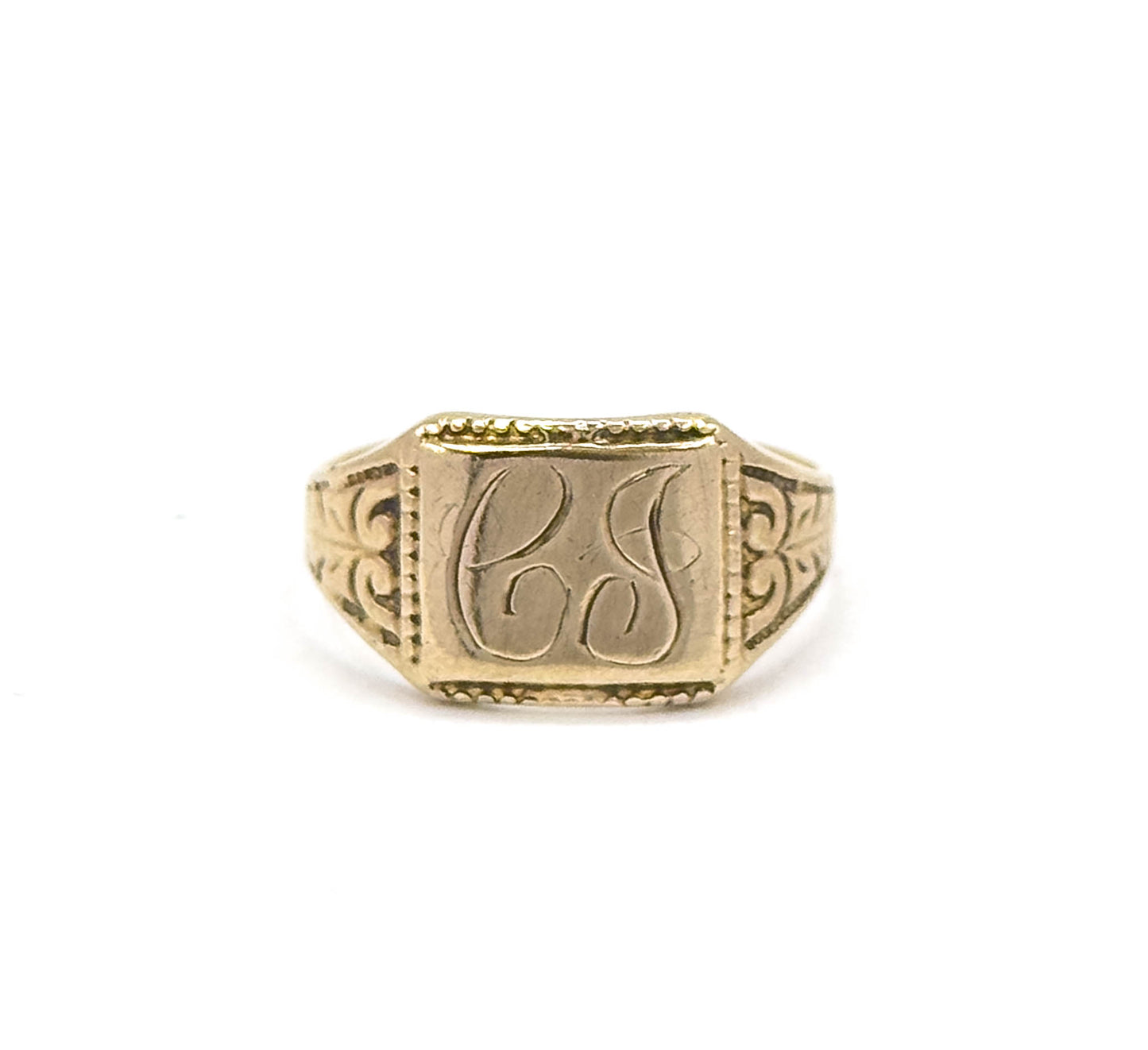 Vintage Ostby & Barton "CJ" Initial Signet Ring in Gold