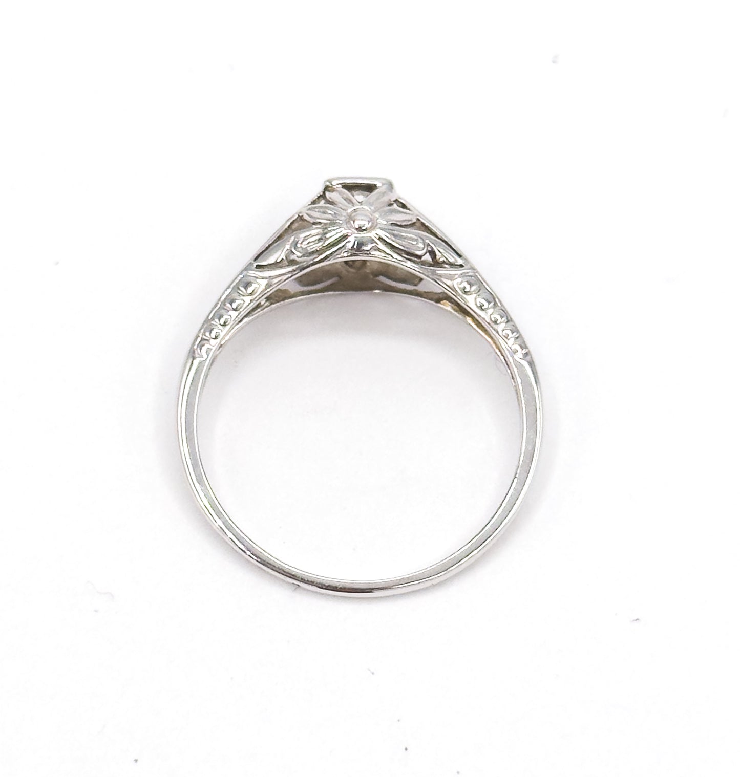Art Deco Diamond Ring in 18K White Gold  - AS IS