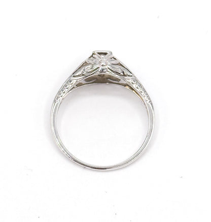 Art Deco Diamond Ring in 18K White Gold  - AS IS