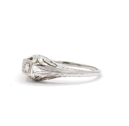 Art Deco Diamond Ring in 18K White Gold  - AS IS