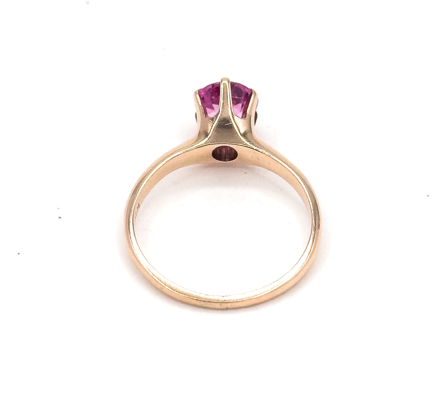 Mid Century Created Pink Sapphire Solitaire Ring