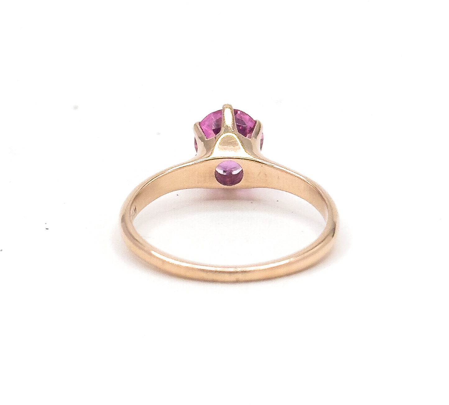 Mid Century Created Pink Sapphire Solitaire Ring