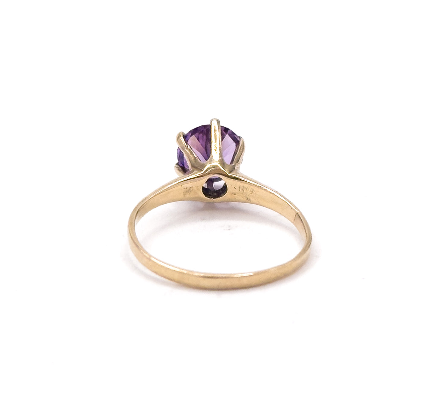 Vintage Synthetic Purple Sapphire Solitaire Ring in Gold