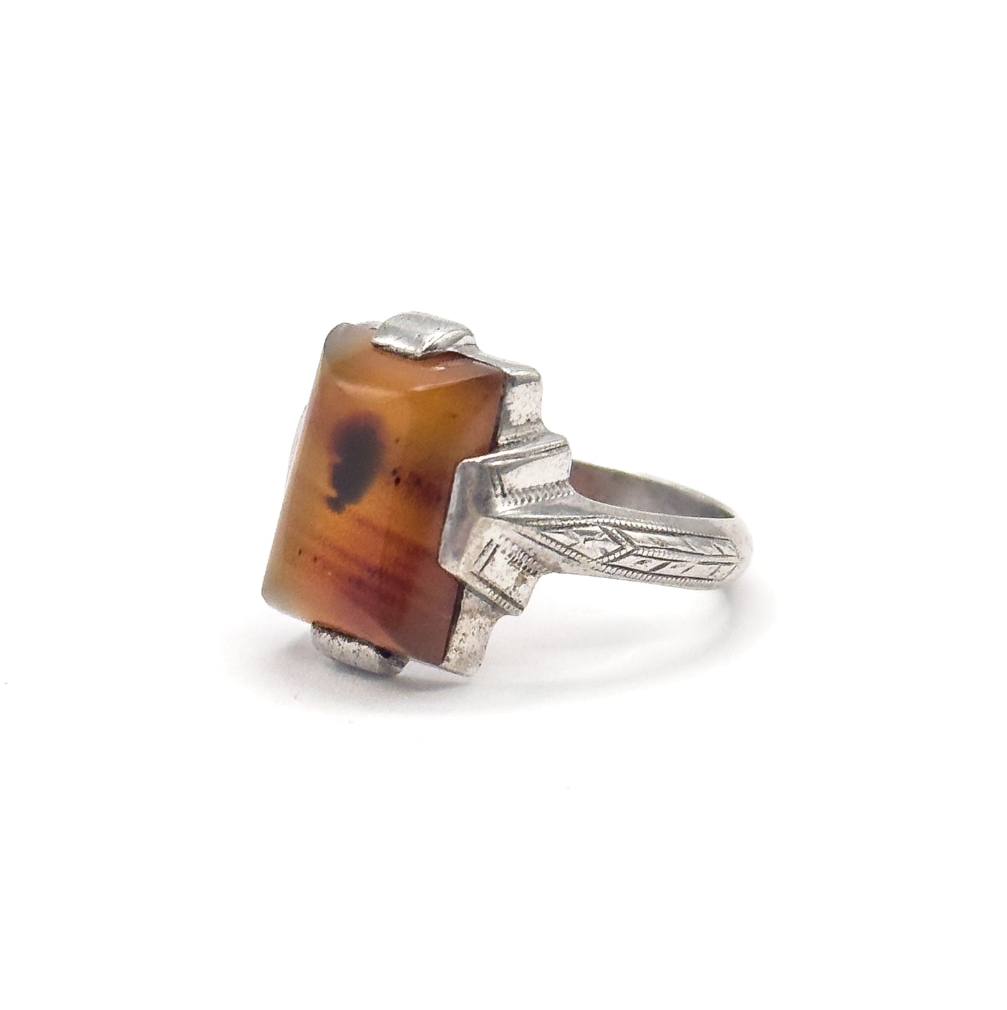 Vintage Agate Ring in Silver