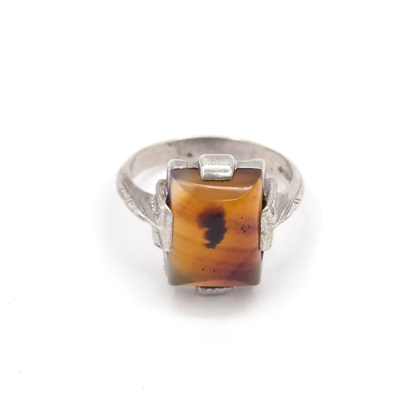 Vintage Agate Ring in Silver