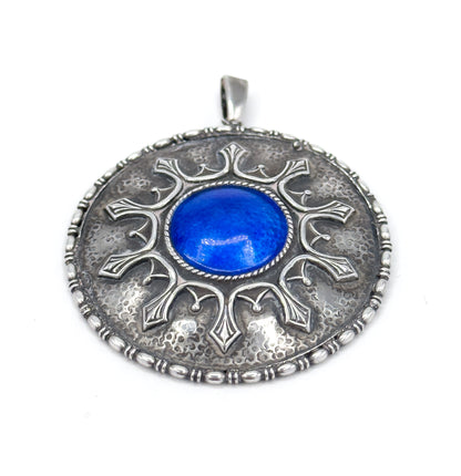 Arts & Crafts Charles Horner Blue Enamel Pendant in Silver