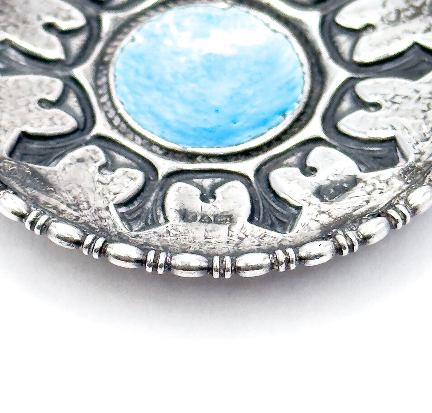 Arts & Crafts Charles Horner Blue Enamel Pendant in Silver