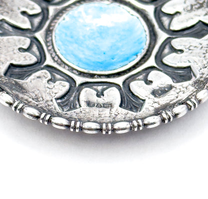 Arts & Crafts Charles Horner Blue Enamel Pendant in Silver