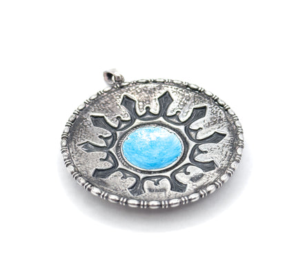 Arts & Crafts Charles Horner Blue Enamel Pendant in Silver