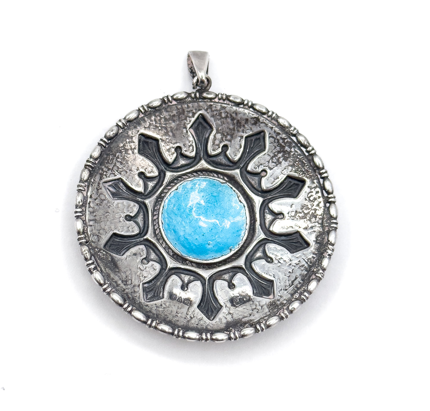 Arts & Crafts Charles Horner Blue Enamel Pendant in Silver