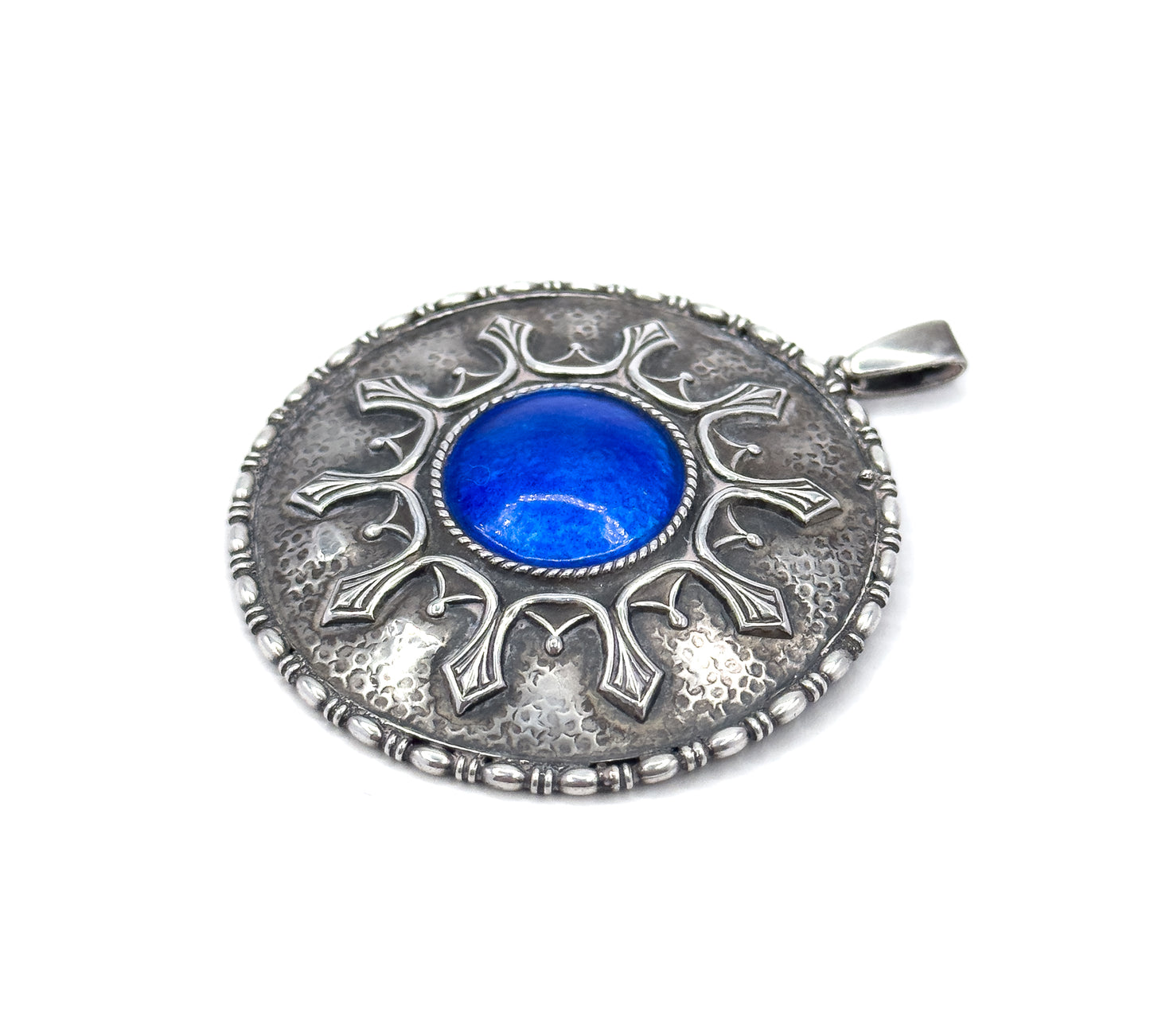 Arts & Crafts Charles Horner Blue Enamel Pendant in Silver