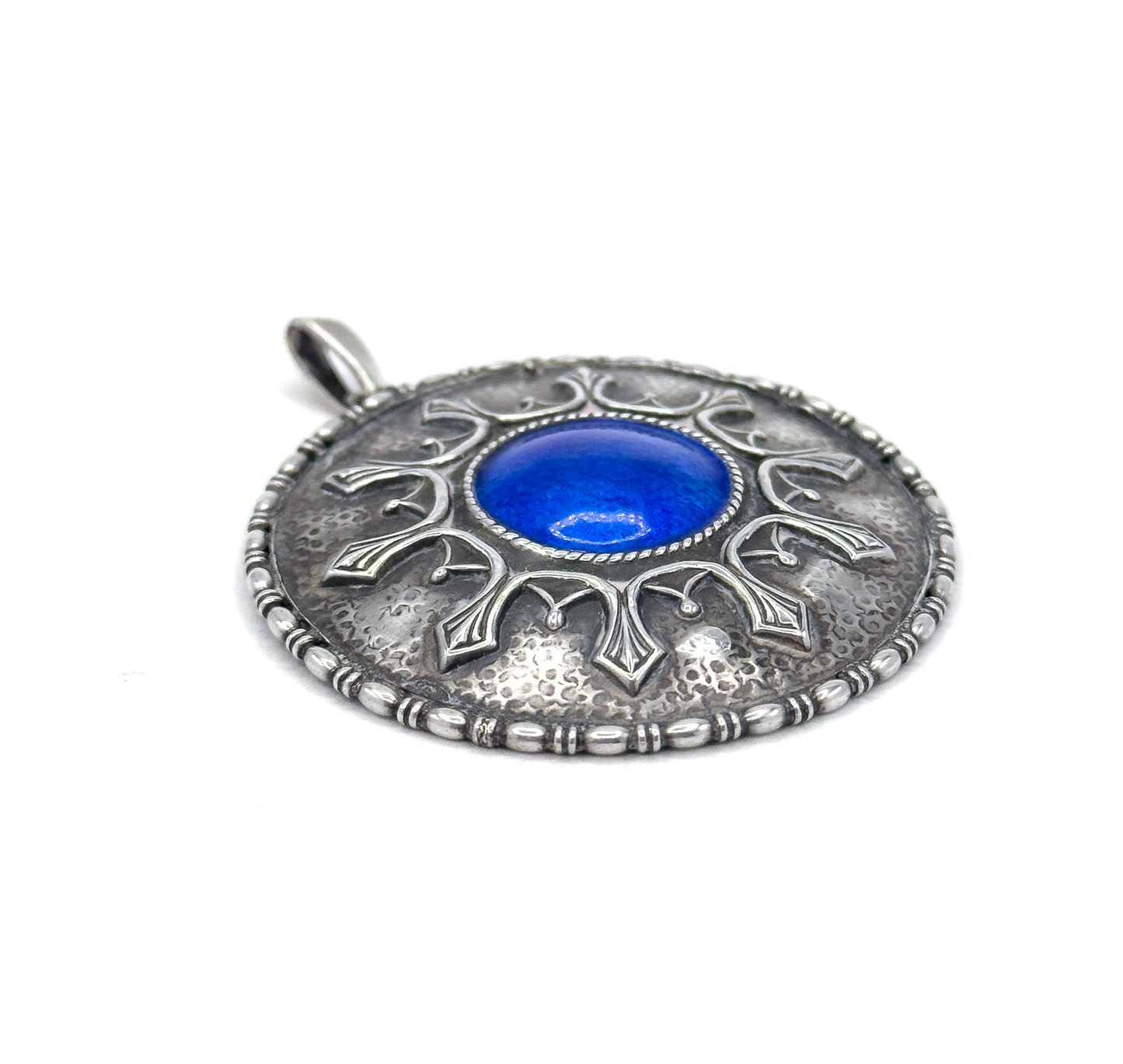 Arts & Crafts Charles Horner Blue Enamel Pendant in Silver