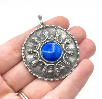 Arts & Crafts Charles Horner Blue Enamel Pendant in Silver