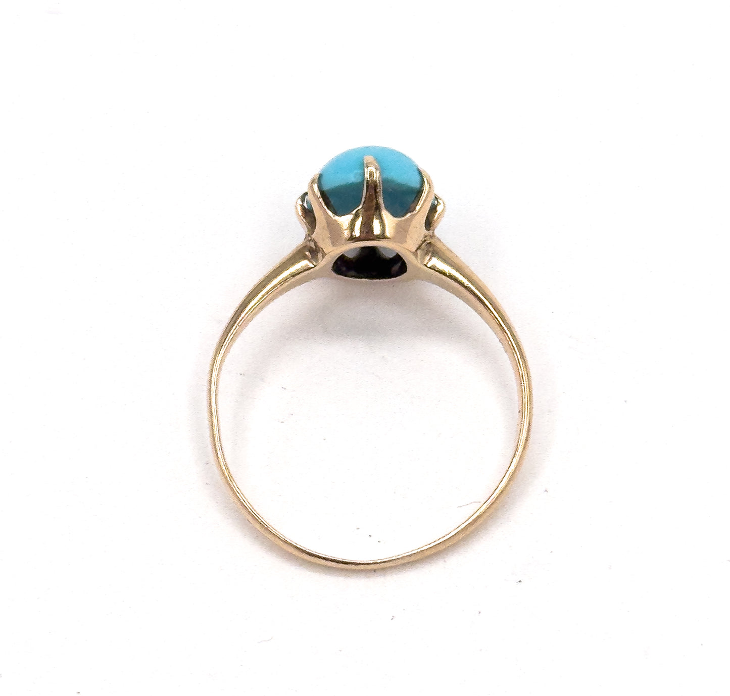 Antique Turquoise Glass Gem Ring in 10K Gold