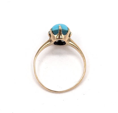 Antique Turquoise Glass Gem Ring in 10K Gold