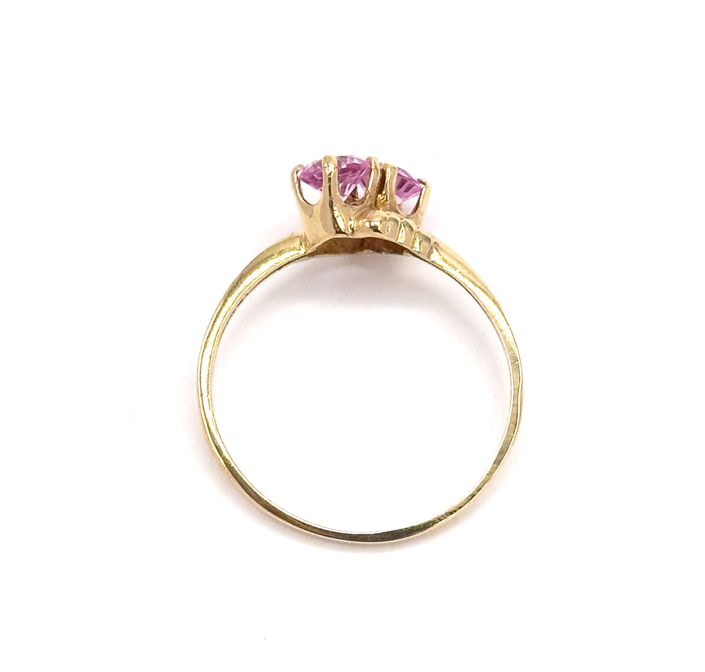 Late 20th Century Pink Sapphire Toi Et Moi Ring in 10K Gold
