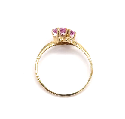 Late 20th Century Pink Sapphire Toi Et Moi Ring in 10K Gold