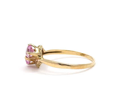 Late 20th Century Pink Sapphire Toi Et Moi Ring in 10K Gold