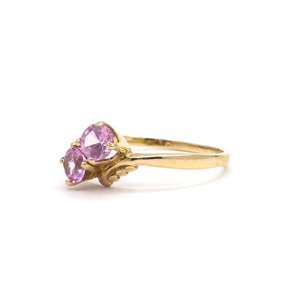Late 20th Century Pink Sapphire Toi Et Moi Ring in 10K Gold