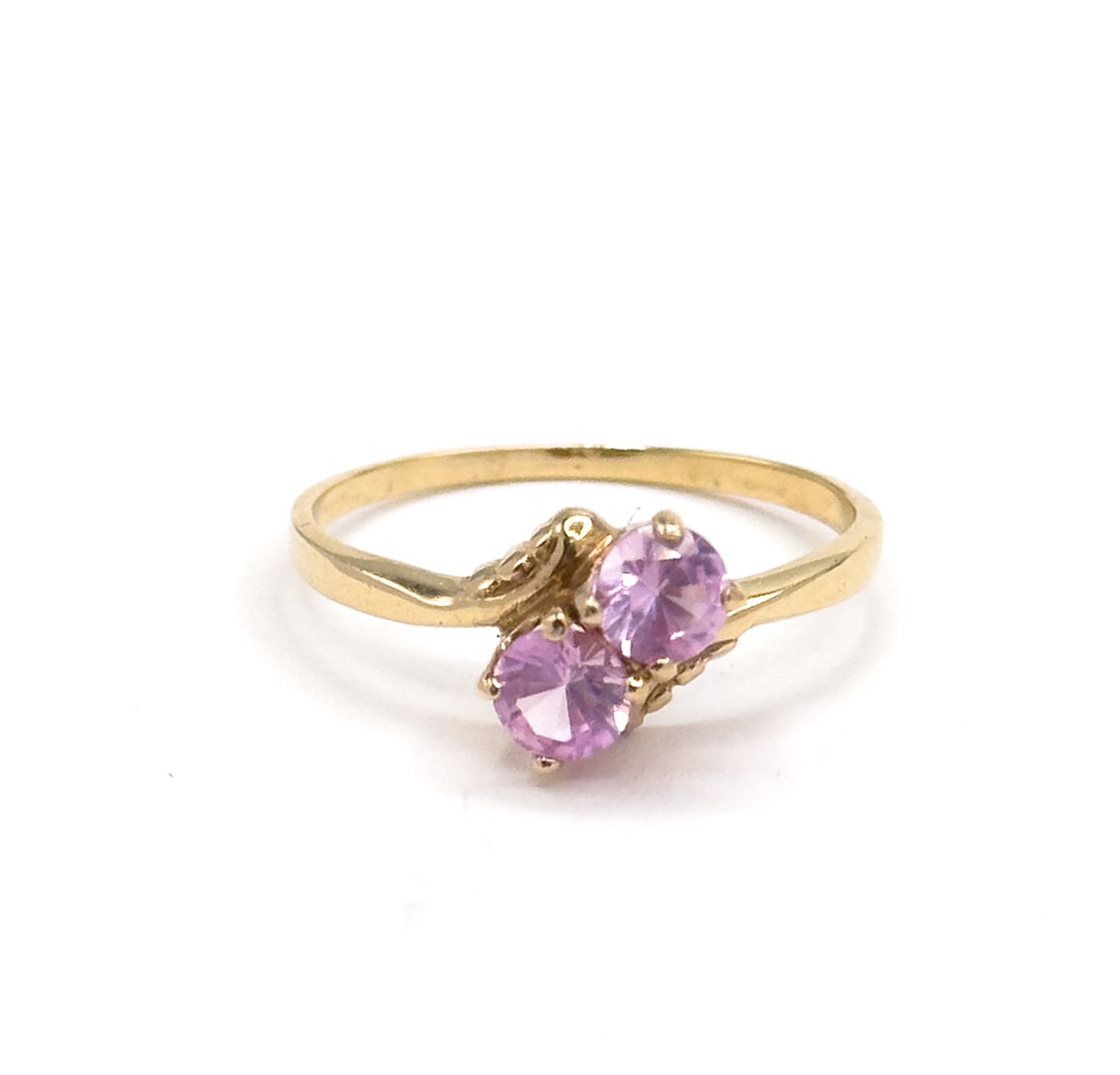 Late 20th Century Pink Sapphire Toi Et Moi Ring in 10K Gold