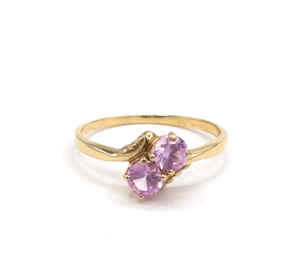 Late 20th Century Pink Sapphire Toi Et Moi Ring in 10K Gold