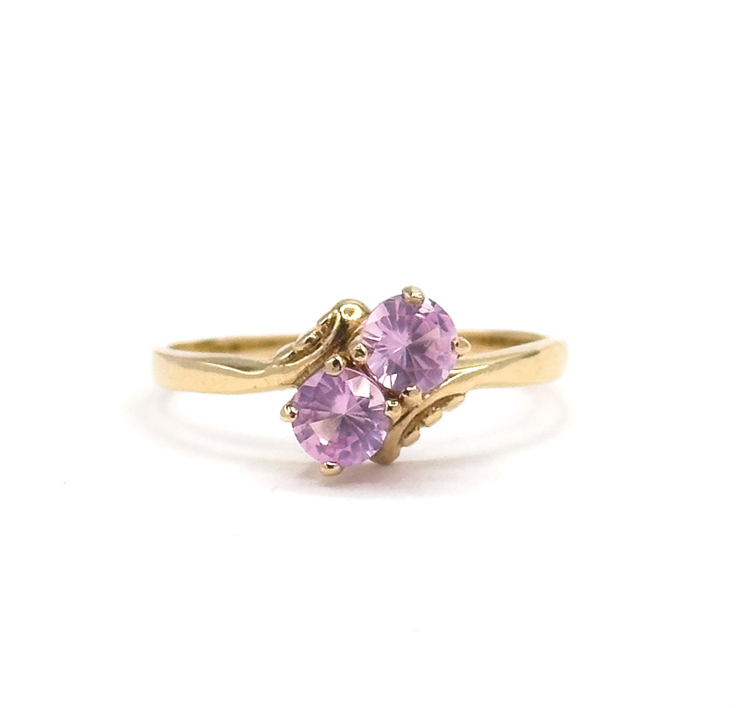 Late 20th Century Pink Sapphire Toi Et Moi Ring in 10K Gold