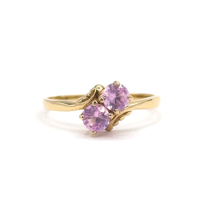 Late 20th Century Pink Sapphire Toi Et Moi Ring in 10K Gold