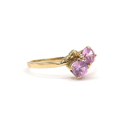 Late 20th Century Pink Sapphire Toi Et Moi Ring in 10K Gold