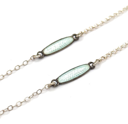 Edwardian Enamel Station Viniagrette Locket Y Drop Necklace in Sterling Silver