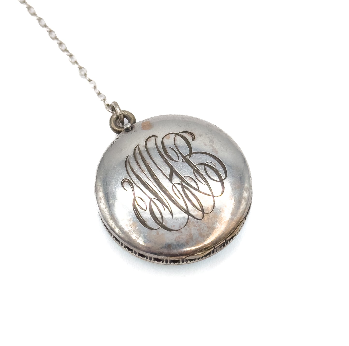 Edwardian Enamel Station Viniagrette Locket Y Drop Necklace in Sterling Silver