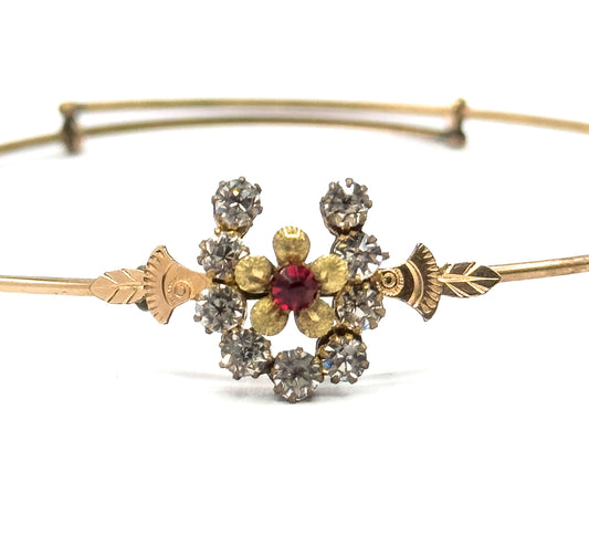 Antique Glass Paste Horseshoe Bracelet in Base Metal