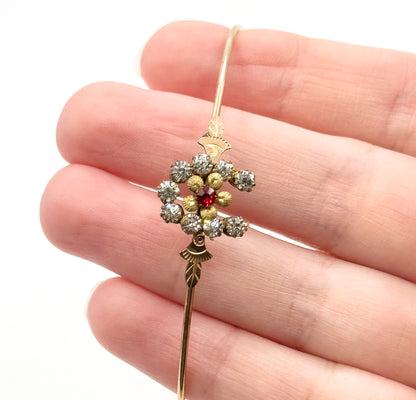 Antique Glass Paste Horseshoe Bracelet in Base Metal