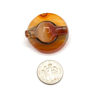 Victorian Scottish Agate Toggle Brooch in Base Metal