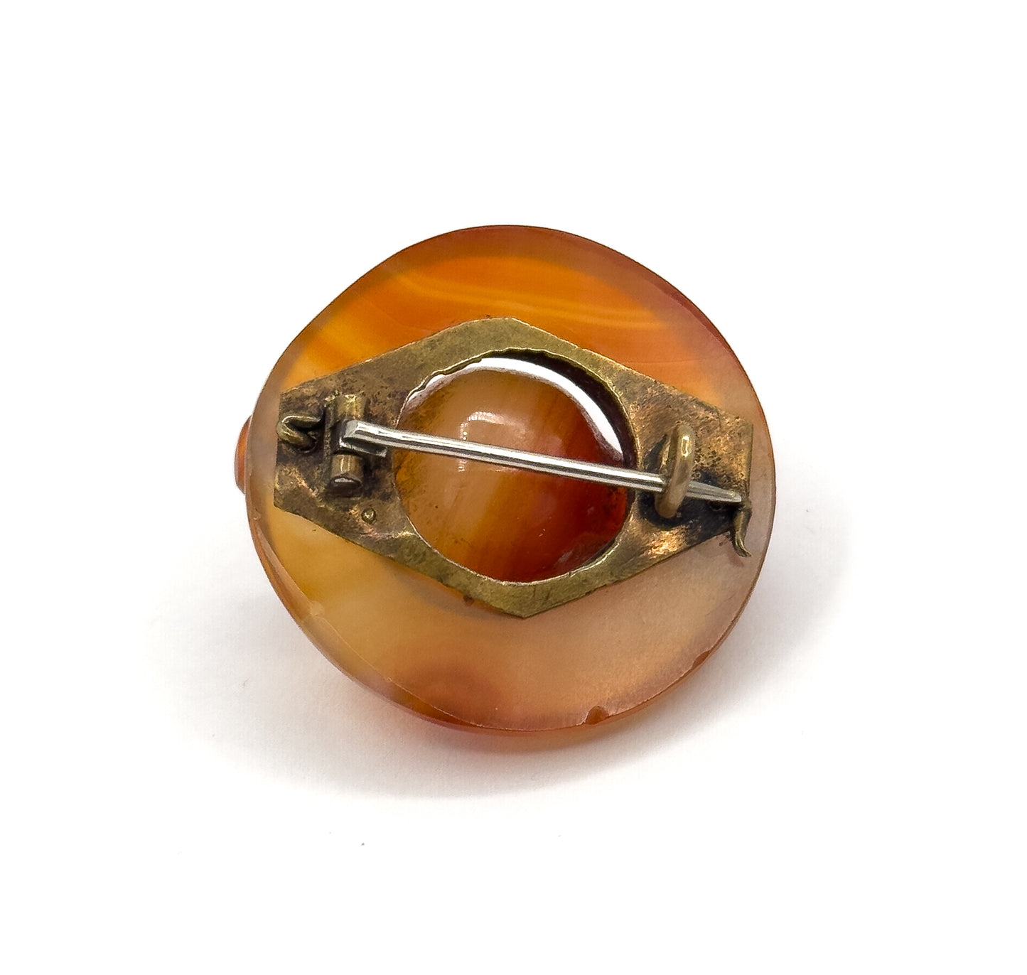 Victorian Scottish Agate Toggle Brooch in Base Metal