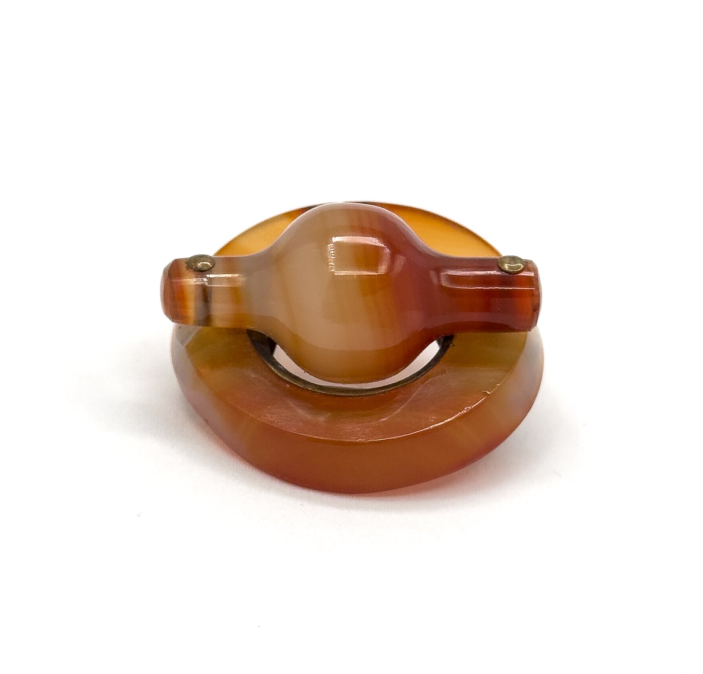 Victorian Scottish Agate Toggle Brooch in Base Metal