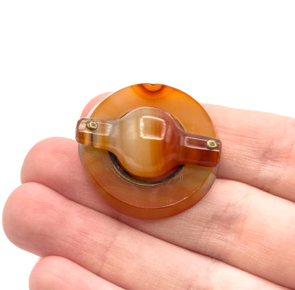 Victorian Scottish Agate Toggle Brooch in Base Metal