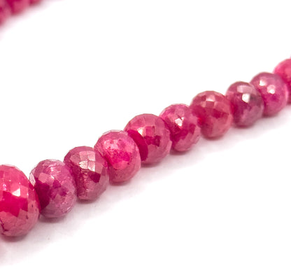 Vintage Ruby Rondelle Bead Necklace in 14K Yellow Gold