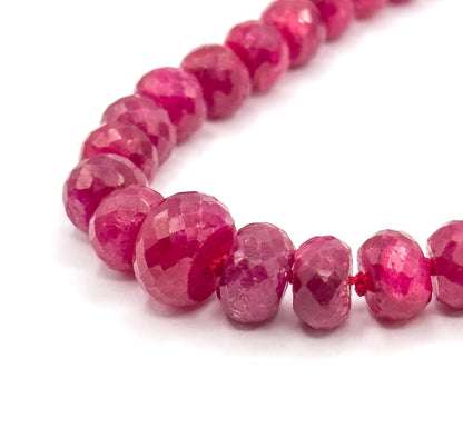 Vintage Ruby Rondelle Bead Necklace in 14K Yellow Gold