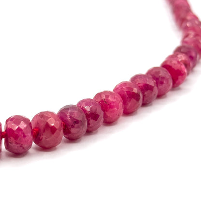 Vintage Ruby Rondelle Bead Necklace in 14K Yellow Gold