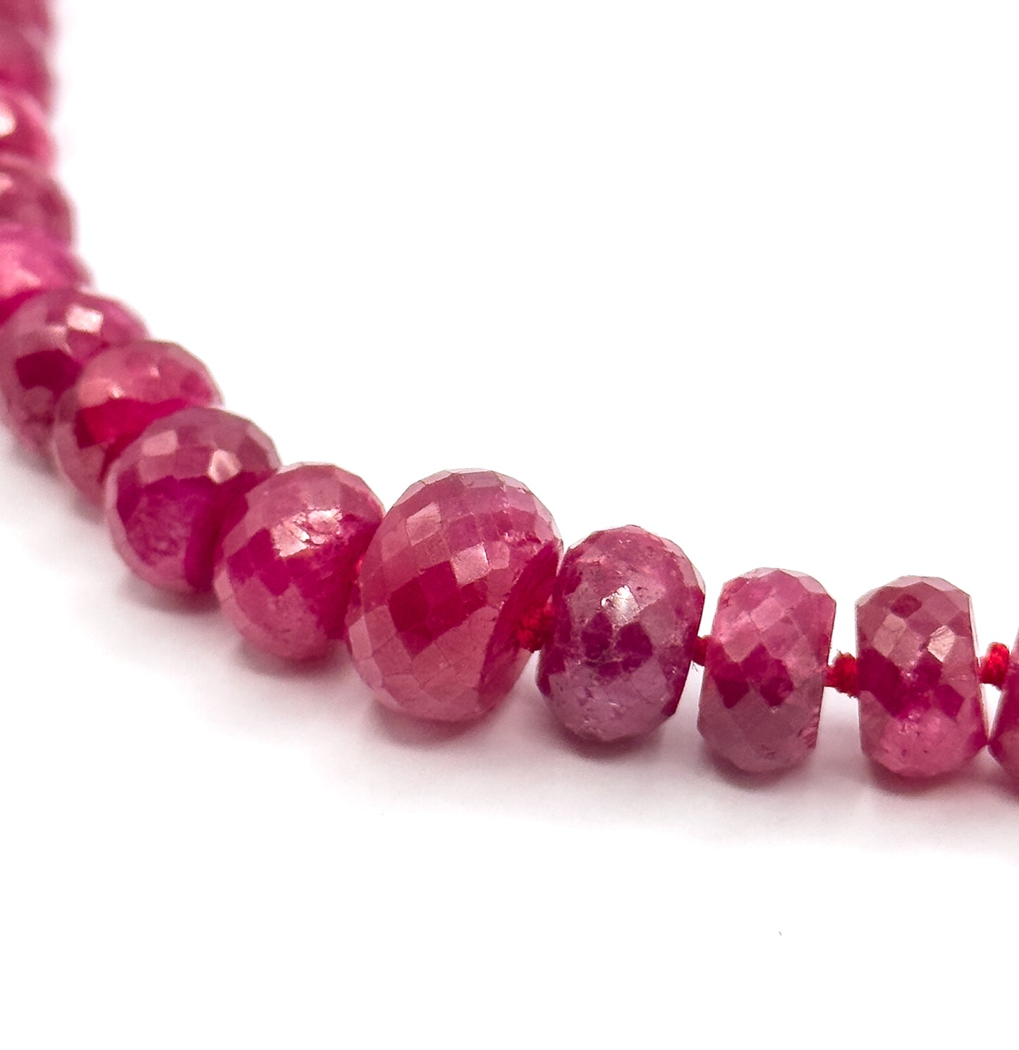Vintage Ruby Rondelle Bead Necklace in 14K Yellow Gold
